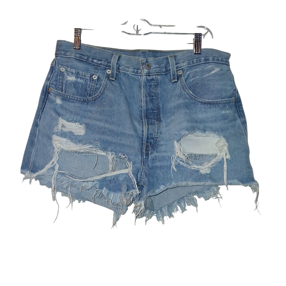 Levi's Light Blue Distressed Jean Shorts